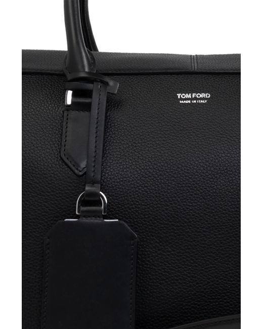 Tom Ford Black Logo Detailed Duffel Bag for men