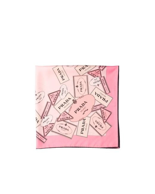 Prada Pink Logo Print Scarf