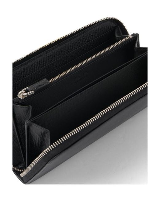 Prada Black Logo Plaque Zipped Wallet for men
