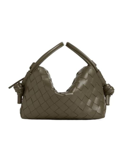 Bottega Veneta Green Small Leather Loop Top-Handle Bag