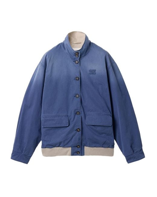 Miu Miu Blue Old Washed Twill Blouson Jacket