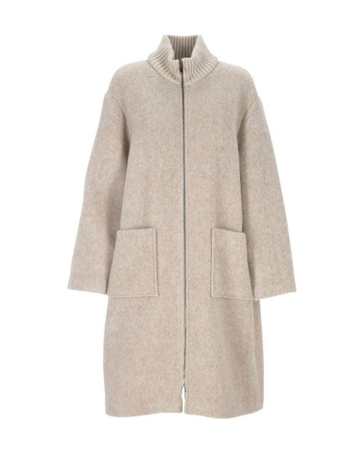 Lorena Antoniazzi Natural High-Collar Coat