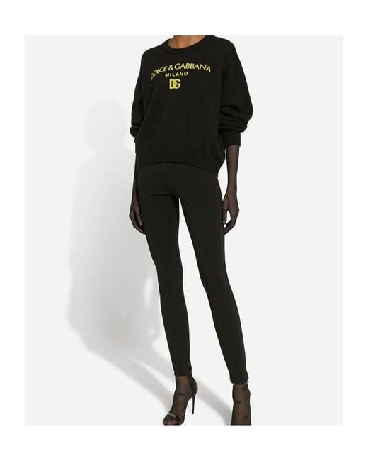 Dolce & Gabbana Black Logo Printed Knit Jumper