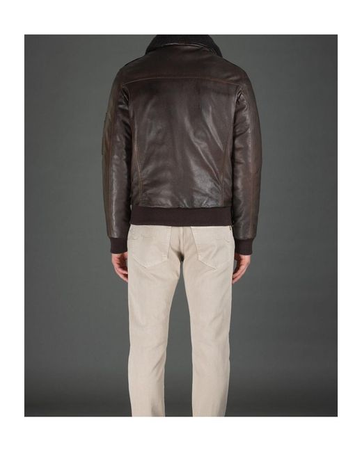 Moorer Black Long-Sleeved Leather Jacket for men