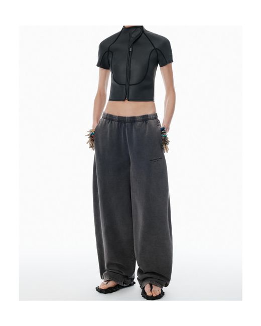 Alexander Wang Gray Elastic Waist Wide-Leg Trousers