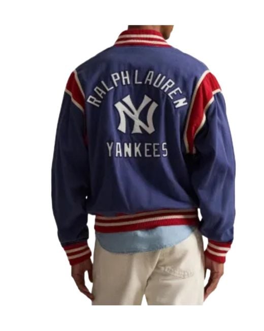 Polo Ralph Lauren Blue X Ny Yankees Snap-Button Bomber Jacket for men