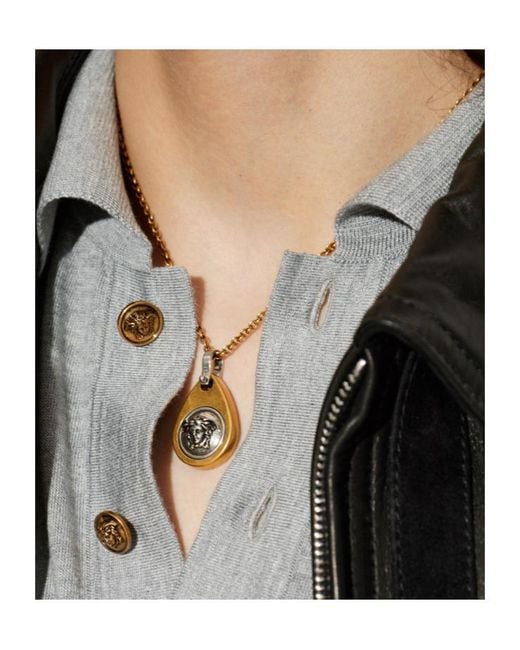 Versace Metallic Medusa Pendant Necklace for men