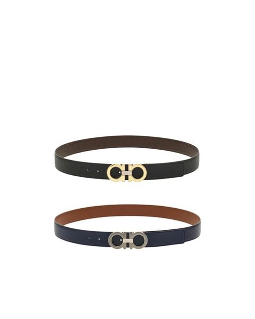 Ferragamo White Ferragamo Reversible Gancini Switch Buckle Belt for men