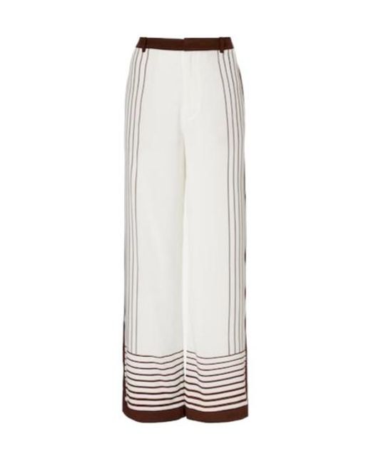Sir White Striped Silk Wide-Leg Pants