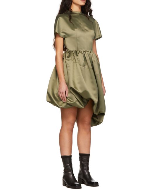we11done Green Round Neck Short-Sleeved Dress