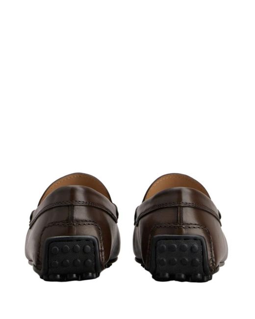 Tod's Brown Double T Gommino Slip-On Loafers for men