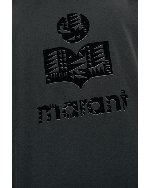 Isabel Marant Black Zafferh Logo Printed T-Shirt for men