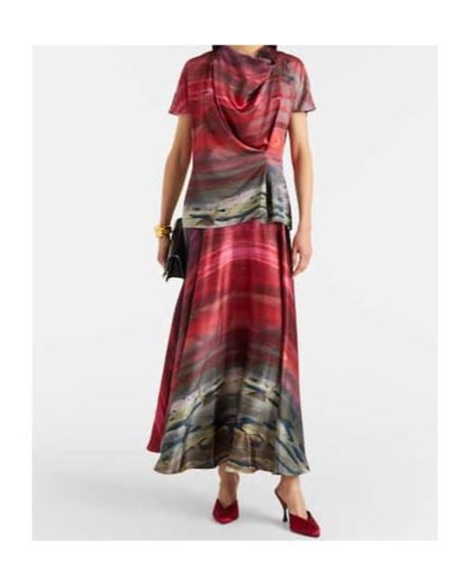 Roksanda Red Printed Draped Silk Satin Top