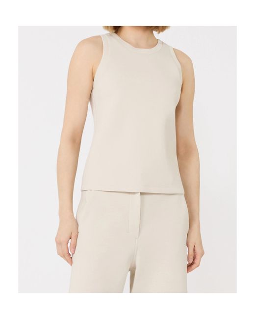 Max Mara Natural Carilina Embroidered-Logo Sleeveless Top