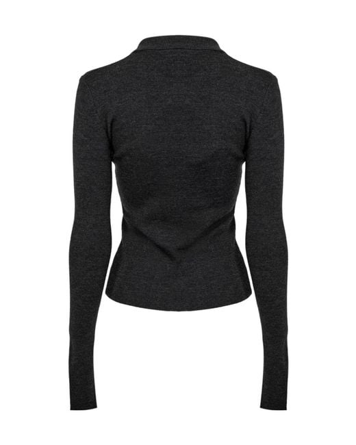 Ganni Black Polo Collar Knitwear