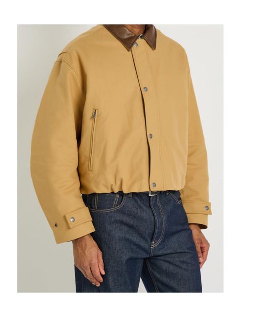 Acne Natural Opada Padded Leather-Trim Cotton Jacket for men