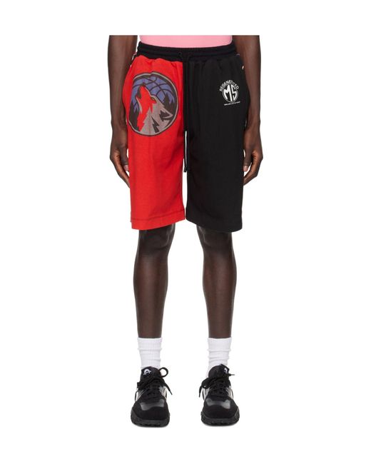 MARINE SERRE Red & Black Graphic Shorts for men