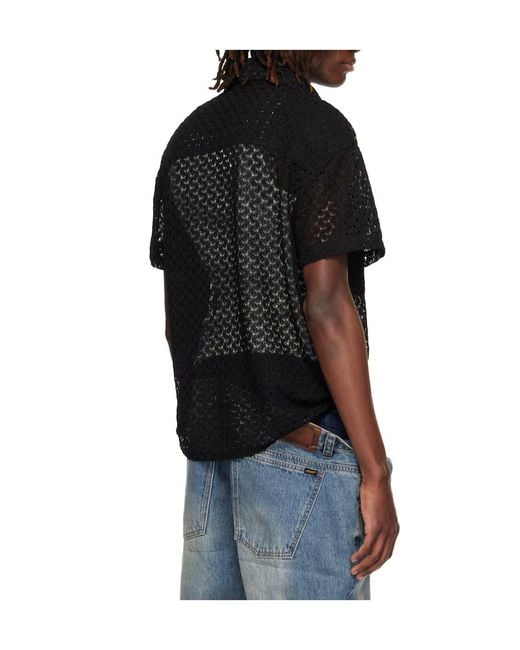 ANDERSSON BELL Black Open-Knit Shirt for men