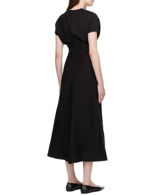 Totême  Black Totême Draped Short Sleeved Maxi Dress