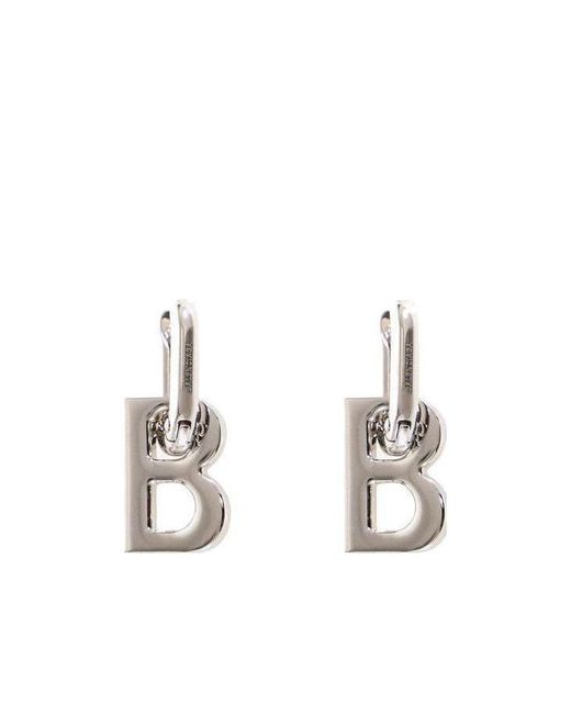 Balenciaga White Orecchini B Chain Xl Da Donna