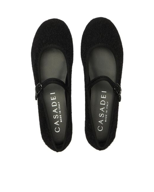 Casadei Black C-Chain Strap Ballet Flats