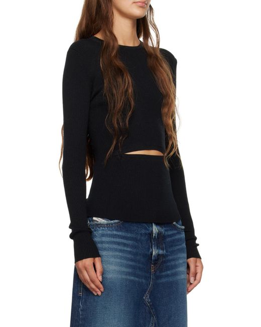 DIESEL Black Peris Cut-Out Ribbed-Knit Top