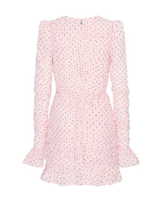 ROTATE BIRGER CHRISTENSEN Pink Ruched Floral Mini Dress