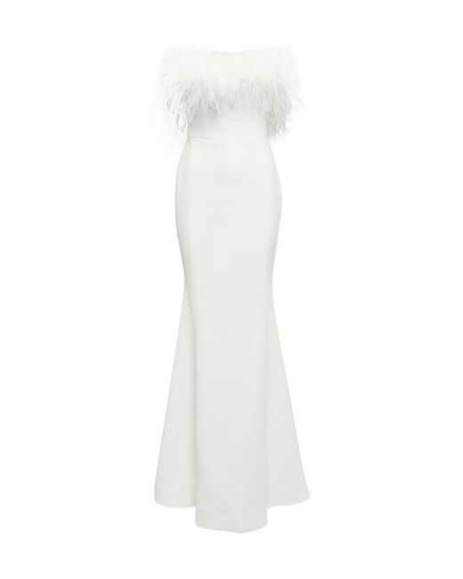 Rebecca Vallance White Bridal Grace Feather-Trimmed Gown