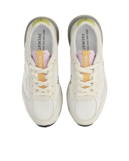 Premiata White Lace-Up Sneakers