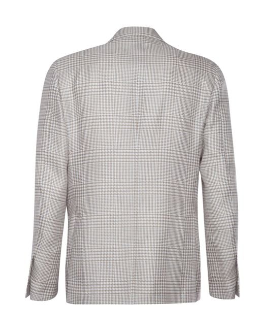 Lardini Gray Checked Single-Breasted Tailored Blazer for men