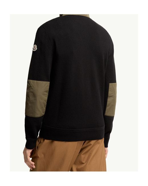 Moncler Black Logo Patch Zip-Up Cardigan for men
