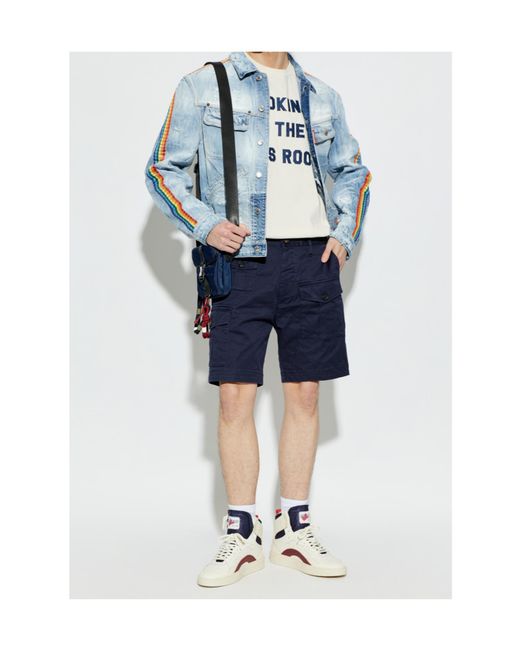 DSquared² Blue Distressed Embroidered Denim Jacket for men