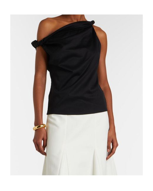 Rohe Black One-Shoulder Cotton-Blend Top