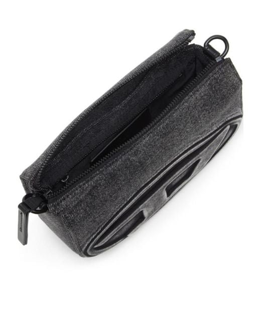 DIESEL Gray Oval Logo Messenger Bag for men