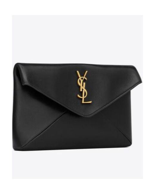 Saint Laurent Black Cassandre Small Envelope Pouch