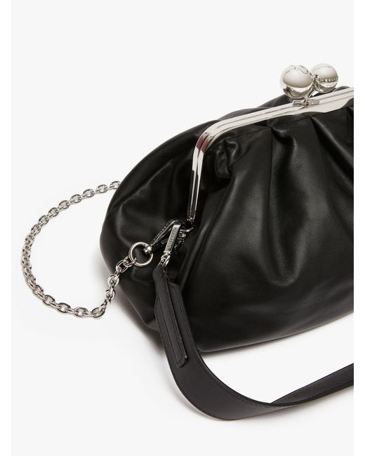 Weekend by Maxmara Black Medium Sheepskin Pasticcino Bag