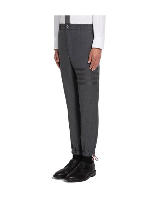 Thom Browne Gray 4-Bar Straight Leg Trousers for men