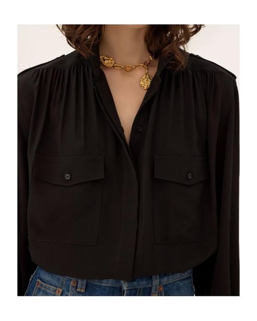 Chloé Black Chloé Gathered Long-Sleeve Blouse