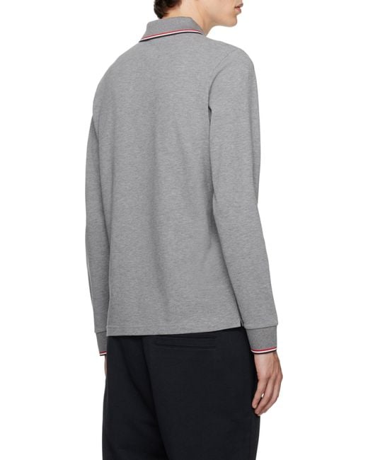 Moncler Gray Long Sleeve Polo Shirt for men