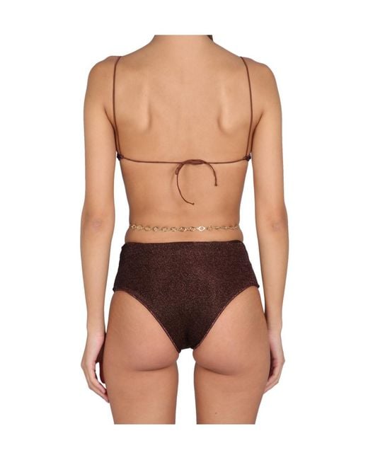 Oseree Brown Metallic-Detail Two-Piece Bikini