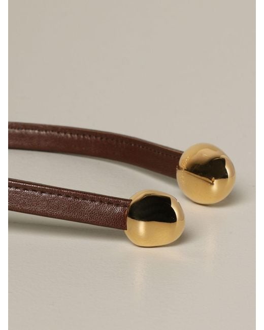 Bottega Veneta Metallic Leather Open Necklace