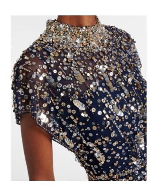 Jenny Packham Blue Sylvie Embellished Gown