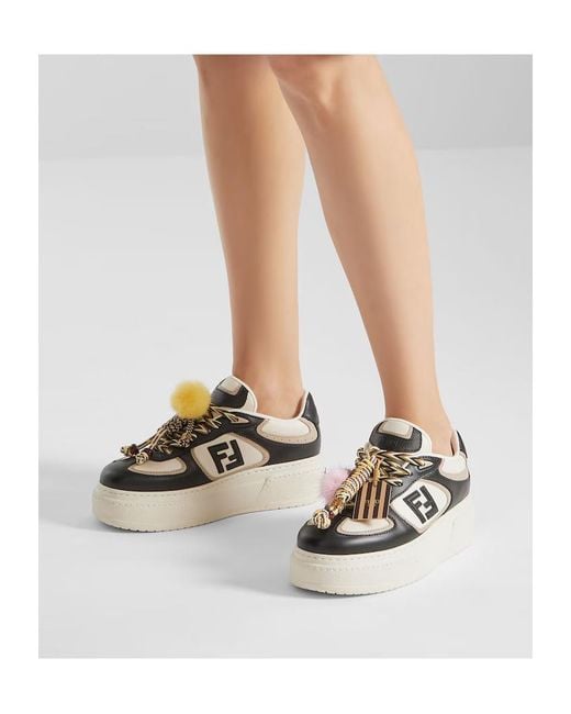 Fendi Black Match Low-Top Platform Sneakers