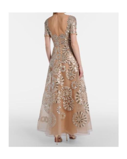Elie Saab Natural Sequined Gown