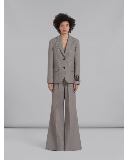 Marni Brown Houndstooth Checked Single-Breasted Jacket