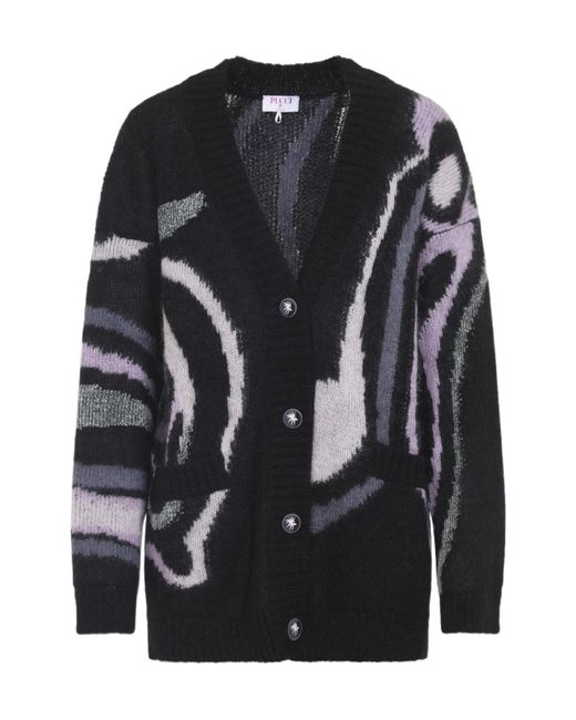 Emilio Pucci Black Pucci Marmo Inlay Oversized V-Neck Cardigan