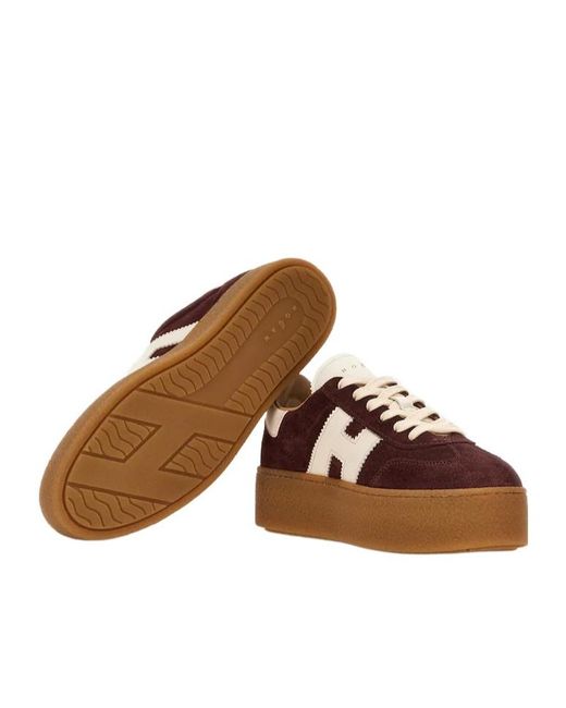 Hogan Brown Side H Patch Sneakers