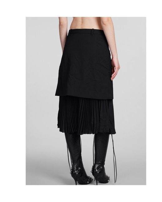 Balenciaga Black Pleated Layered Tailored Skirt