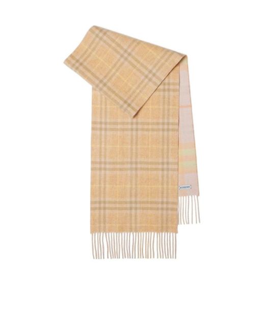 Burberry Natural Reversible Checked Cashmere Scarf for men