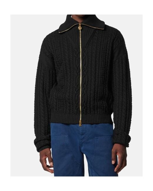 Versace Black Zip-Up Knitted Cardigan for men